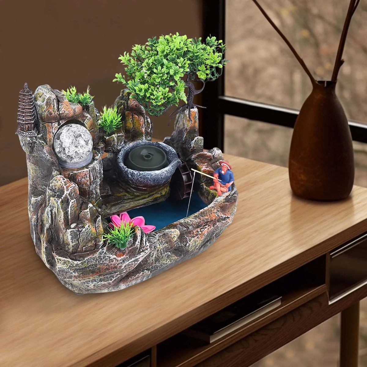 Tabletop Water Fountain, Resin with Painting Process
