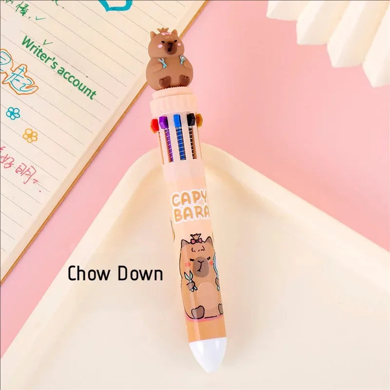 Kawaii Capybara Multicolor Pen 0.5mm Colorful Ink