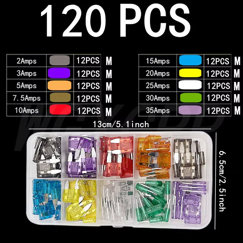 50-306 pcs car fuse combination kit, mini small medium, fuse blade type for marine, automotive,2A 3A 5A 10A 15A 20A 25A 30A 35A