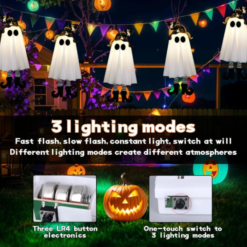 1/3pcs Halloween LED Light Up Witch Ghost Hanging