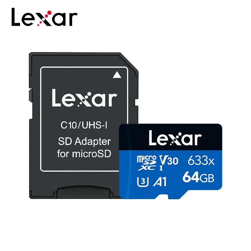 Original Lexar TF Memory Card 633x 32GB 64GB 128GB 256GB SDHC A1 V10 High Speed Micro SD Card SDXC V30 U3 Flash Storage Card