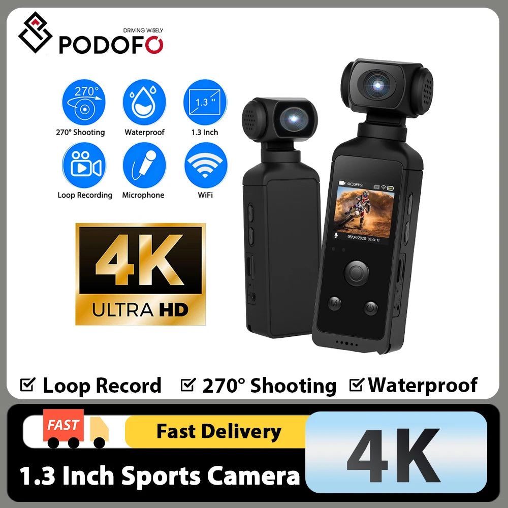 1.3" 4K HD Mini Handheld Camera Night Vision WiFi Digital Portable