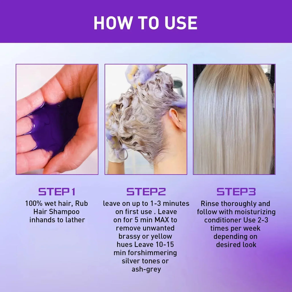 300Ml Color Fixing Purple Shampoo Lock Color Cover Gray Hair