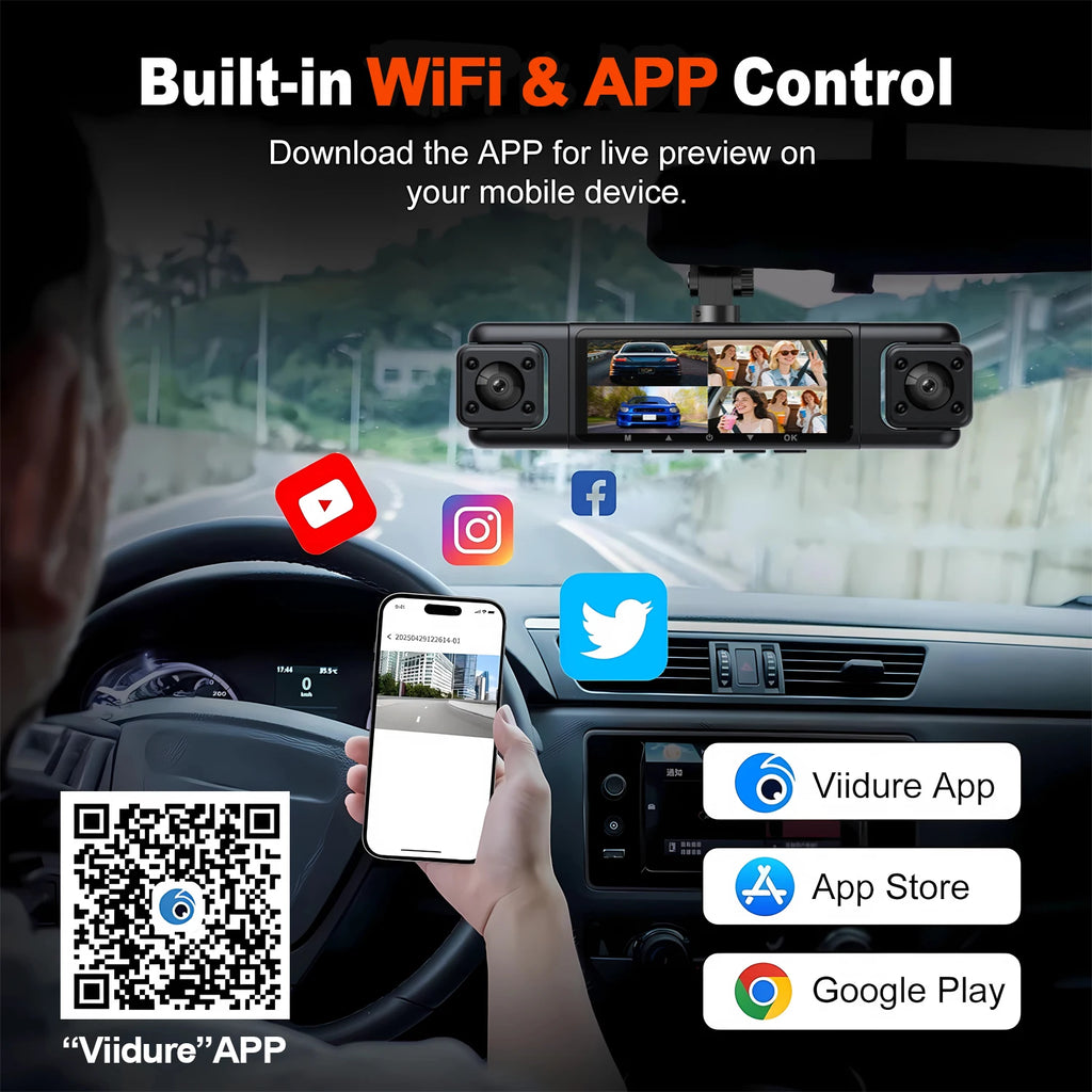 dashcam 4 channels wifi car dvr dashboard cameras for car way back box parking