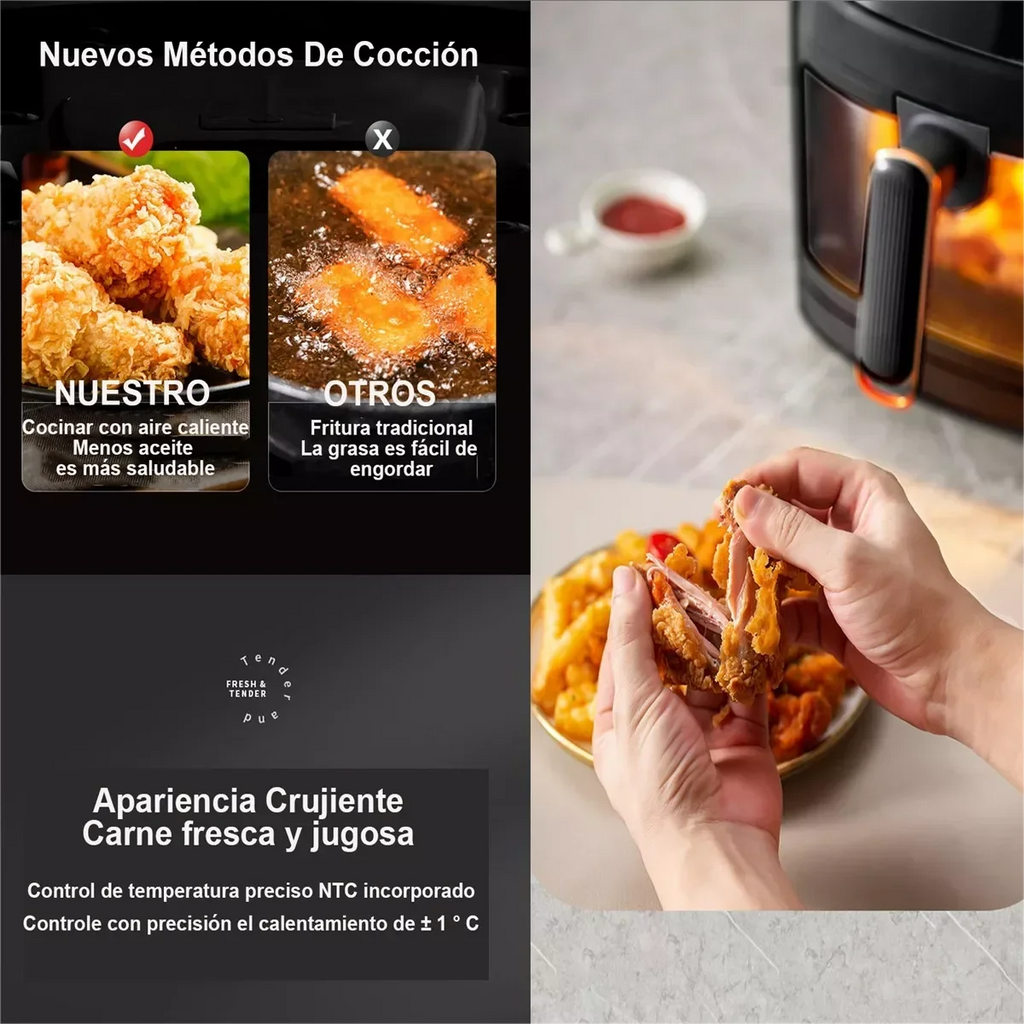1400W Air Fryer Without Oil House 5L Large Capacity Smart LED Touch Thermal AirFryer Cycle Oven Booker French Fries chickens