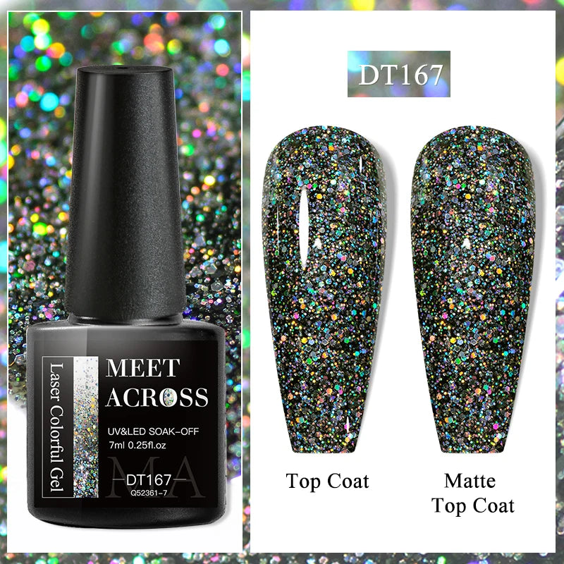 MEET ACROSS 7ml Purple Nail Gel Polish Semi Permanent Nail Art For Nails Decoration