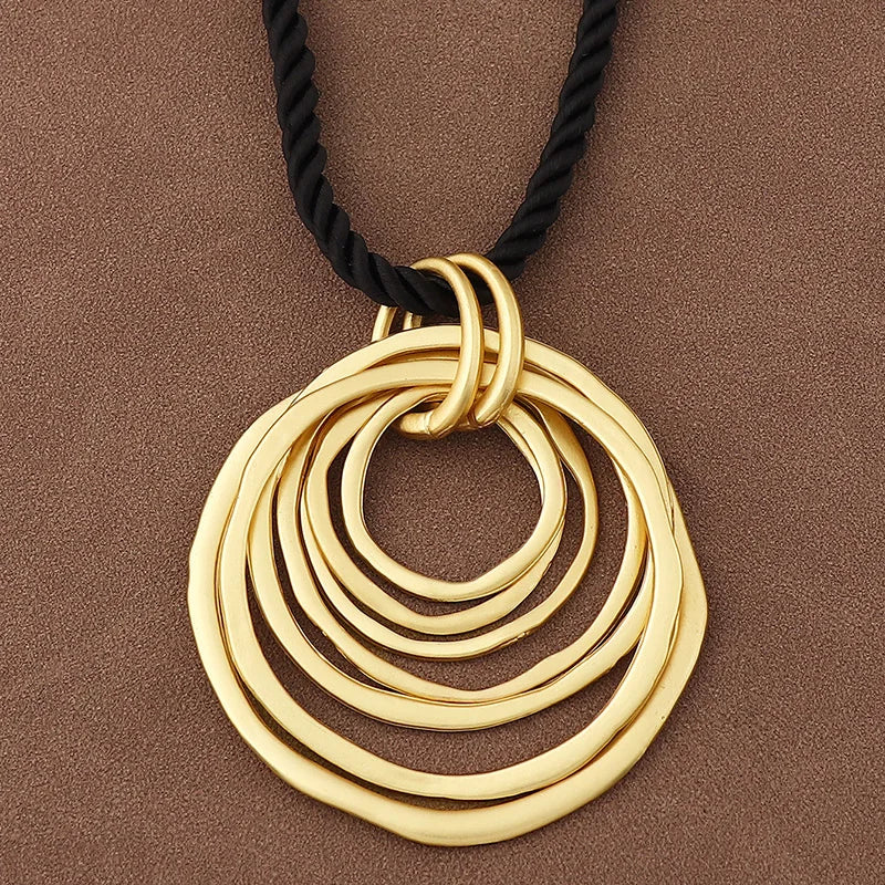 1 x Matte Gold Unique Exaggerated Irregular Freedom/Flower Pendant Summer Chunky Cord Necklace Women's Beach Vacation Jewellery