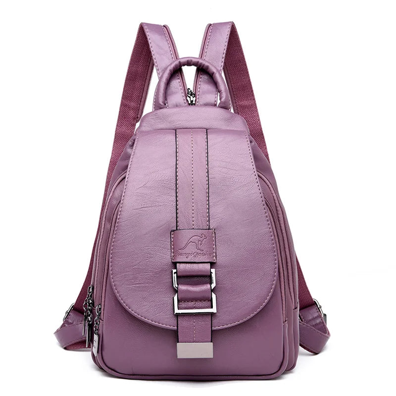 2024 New Hot Women Leather Backpacks Female Vintage Backpack for Teenage Girls School Chest Bag Travel Bagpack Ladies Back Pack