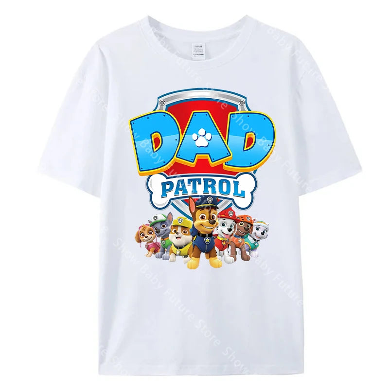 Paws Patrols Adult Dad Mom T-Shirt Tops Man Woman Summer Parent-child Clothing Tee Family Clothes Cartoon Anime Birthday Gifts