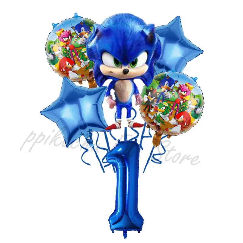 Hot-selling Blue Sonic-themed Digital Combination Balloon Set Birthday Decoration Balloon That Children Love Gift for Kids
