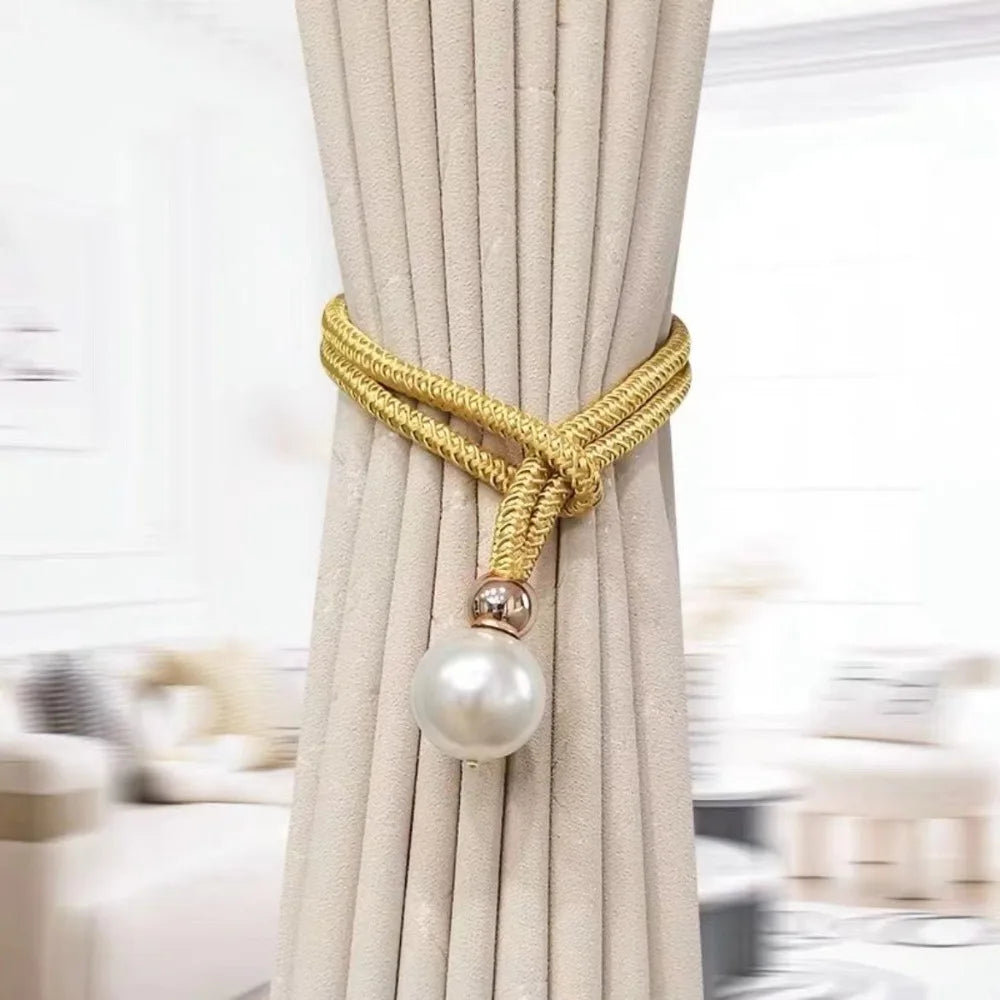 1PC Adjustable Pearl Curtain Clip Buckle Curtain Holder Pearl Binding Hook Home Decoration Accessories Curtain Tieback