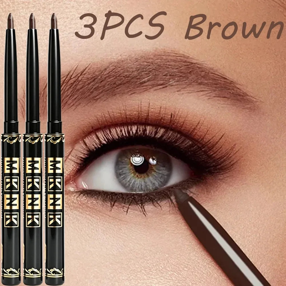 3Pcs Automatic Retractable Eyeliner. High-Pigment Matte Waterproof