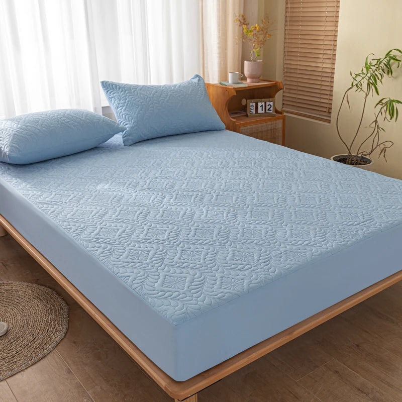 Waterproof Quilted Mattress Cover - Cotton Top, Antibacterial Fiber Fill