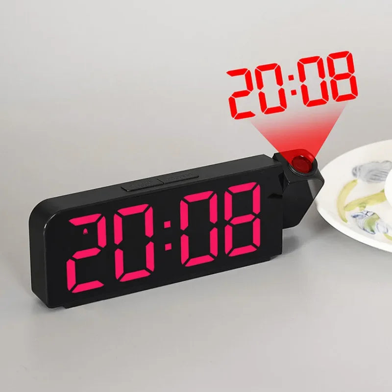 180° Rotation Digital Projection Alarm Clock LED Display