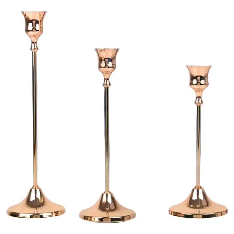 Vintage Elegant Metal And Aluminum Set Of 3 Tabletop Candle Holders, Suitable For Wedding Anniversary, Home And Hotel Decoration