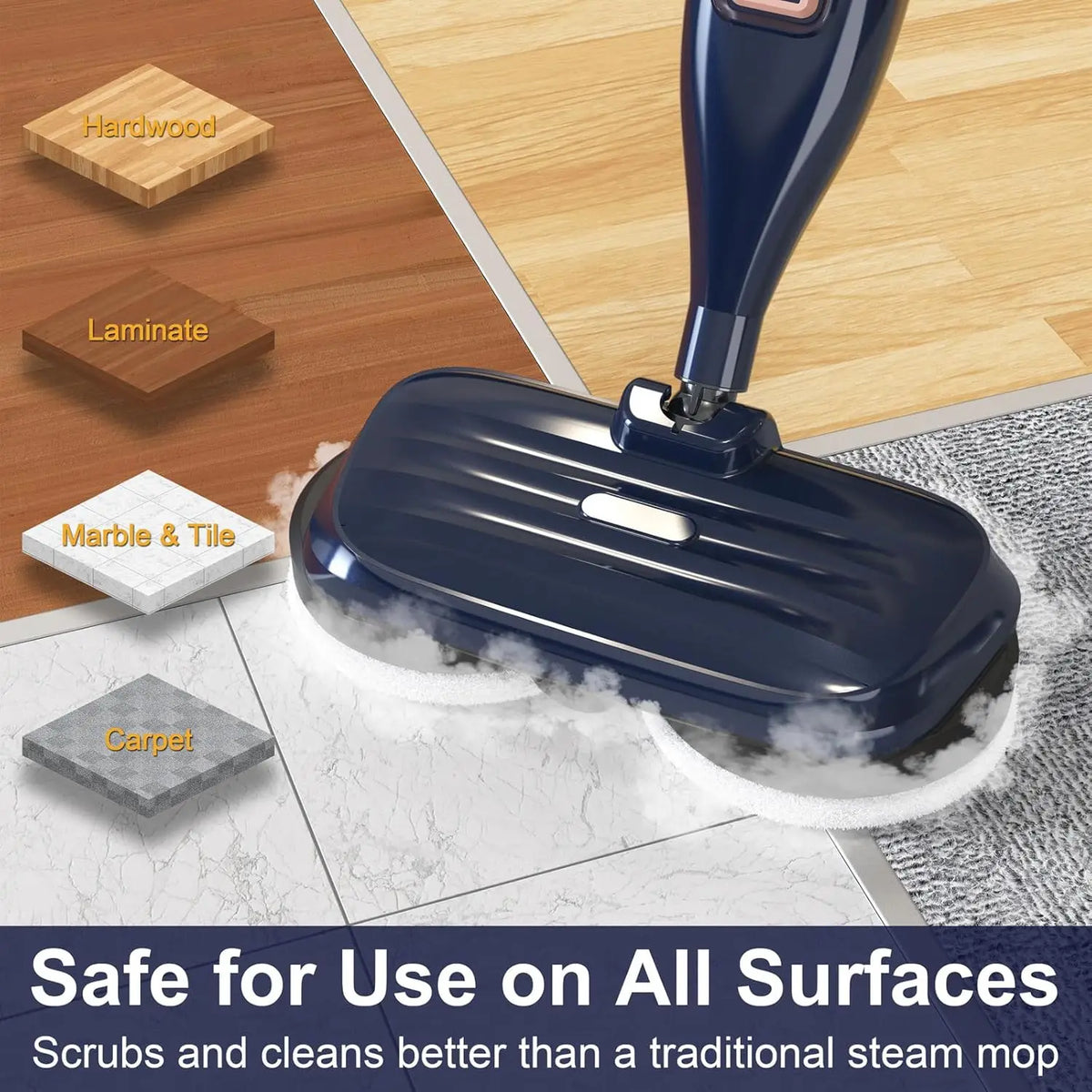 INSE VM6 Steam Mop Cleaner with Rotating Mop Pad 1300W