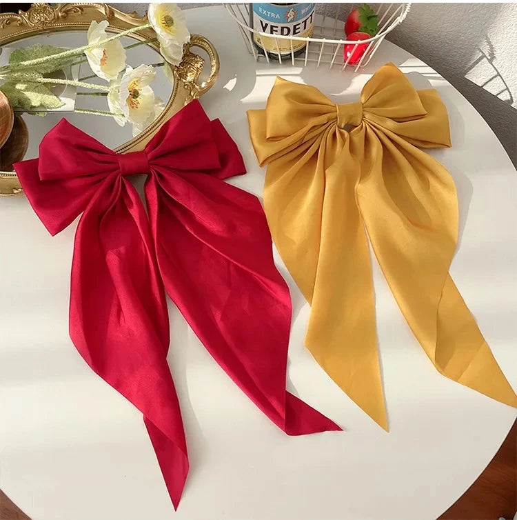 Solid Color Bow Ribbon Hair Clip New Women Large Bowknot Barrettes