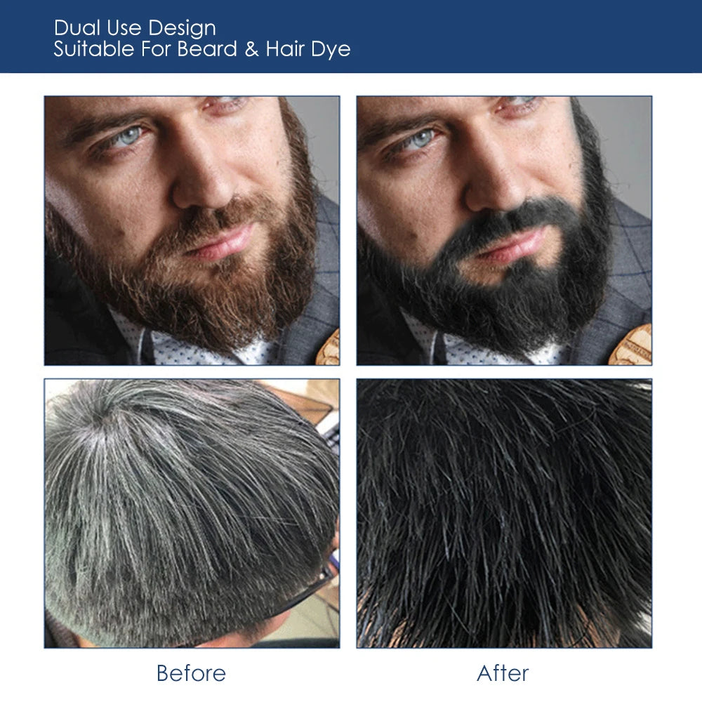200ml Natural Permanent Beard Dye Shampoo Long Lasting Beard Coloring For Men Removal White Grey Hair Color Cover Beard Care