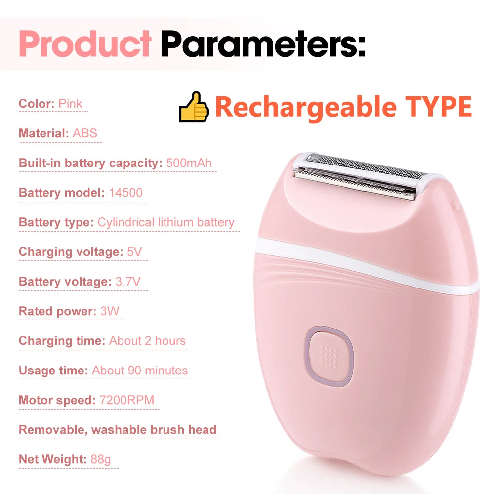 Women's Electric Shaver, Cordless 3-in-1 Body Razor & Bikini Trimmer