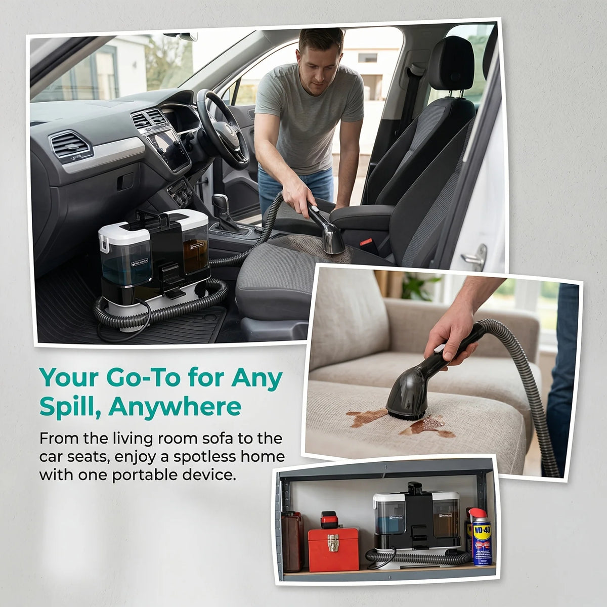Lubluelu V2 Portable Carpet Upholstery Spot Cleaner 3-in-1 Spray Brush Vacuum