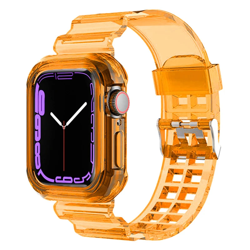 Clear Band + Case for Apple Watch 11 10 9 8 7 6 5 SE 4 38MM 42MM 46MM
