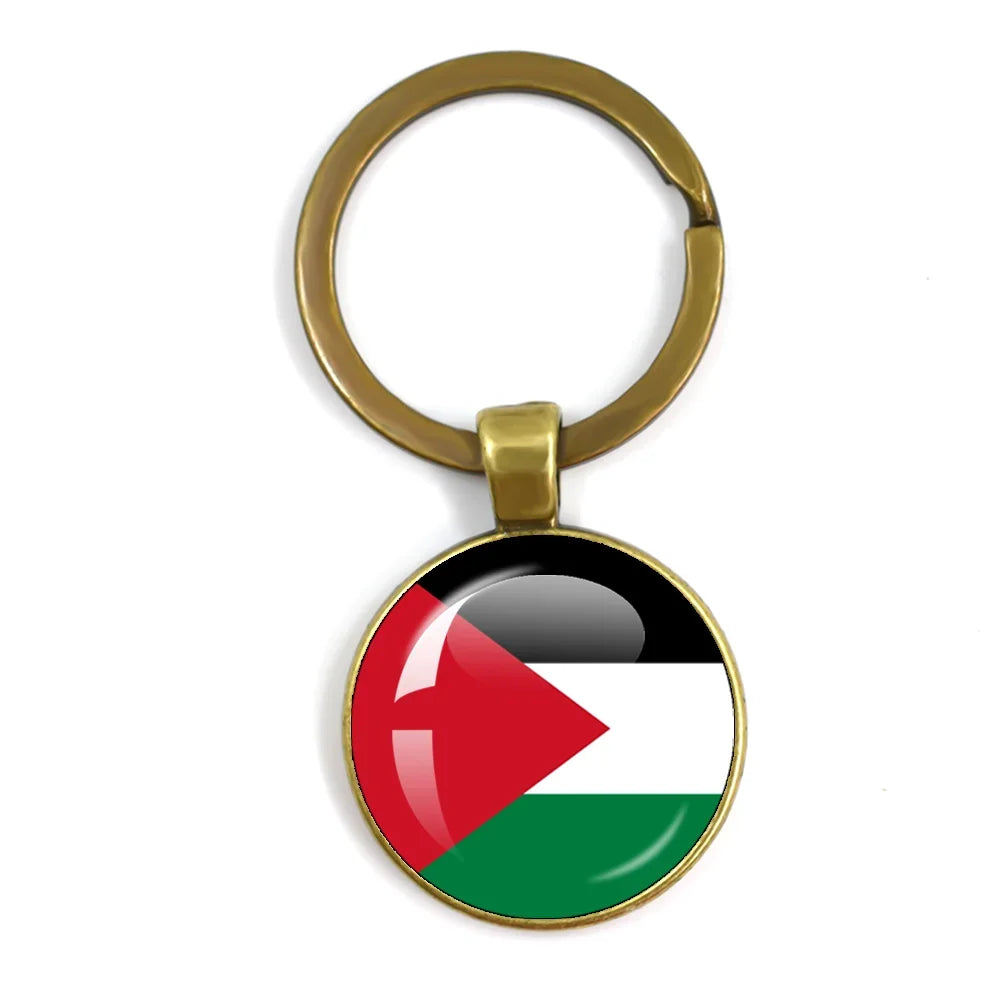 Personalized Art Patterns  Palestine Nation Flag Emblem 25mm Glass Cabohcon Keychain