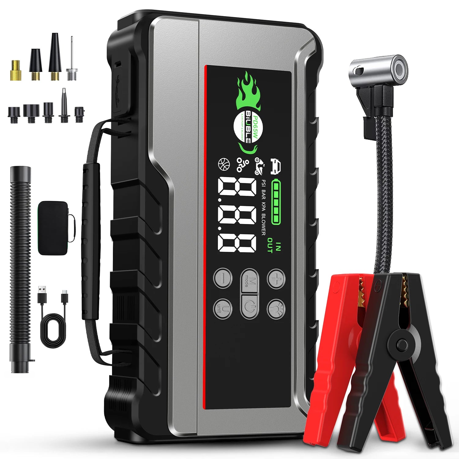 150PSI Air Pump Car Battery Emergency Boosters ,7000A/1500A PEAK Car Jump Starter Power Bank ,Portable Starting Device Car Starter New,Cars with USB Ports And LED Flashlight, 26800mAh/21800mAh Portable Car Jump Starter, Batte