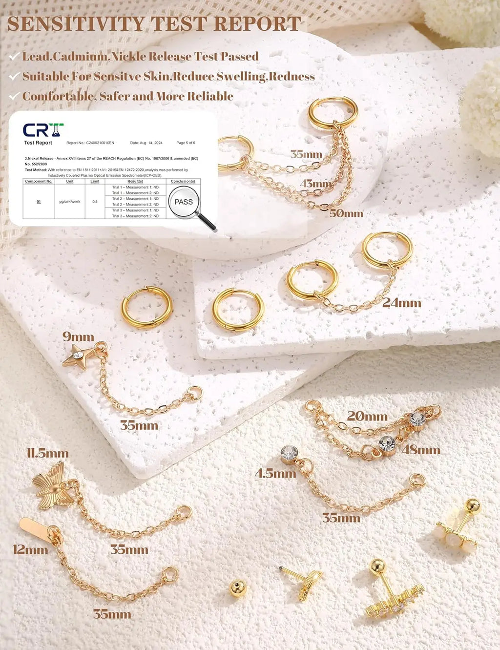 33Pcs 20G Cartilage Earrings Set for Women Men Surgical Steel Earrings