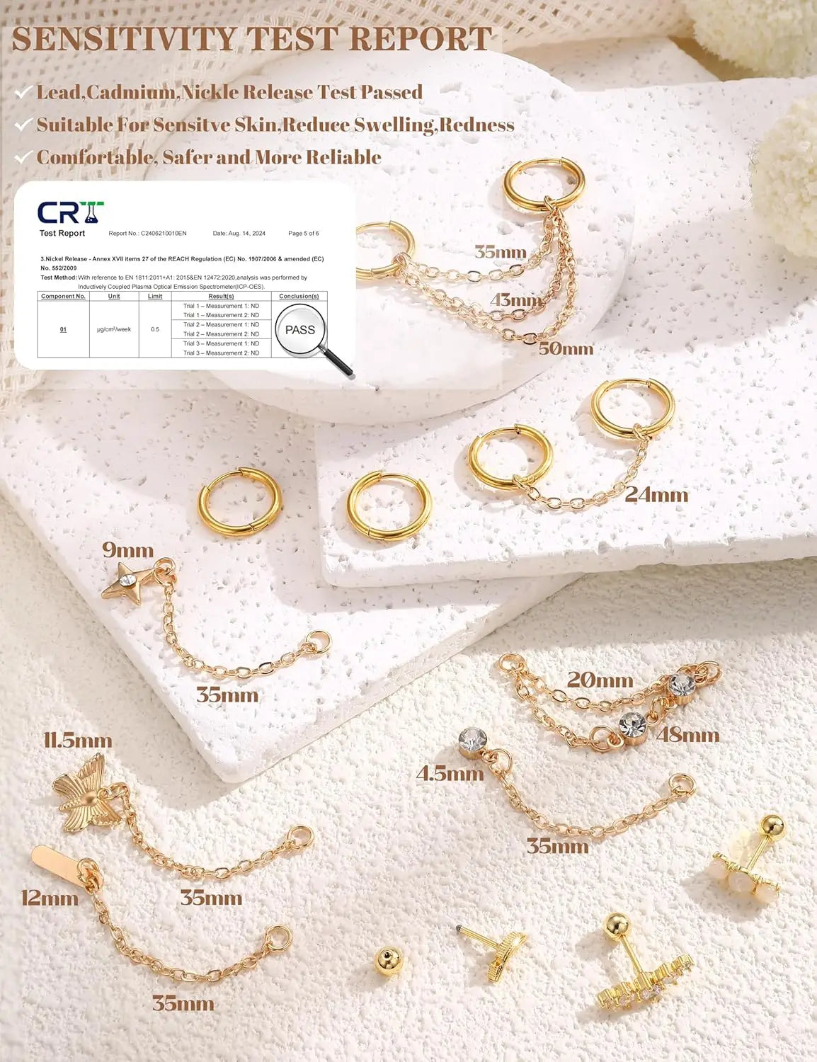 33Pcs 20G Cartilage Earrings Set for Women Men Surgical Steel Earrings