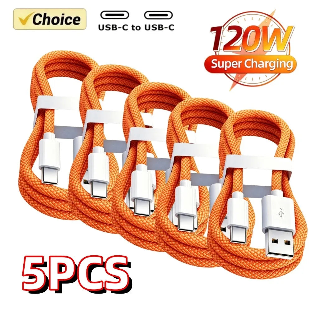 5PCS USB A Cable to USB C 240W Fast Charging