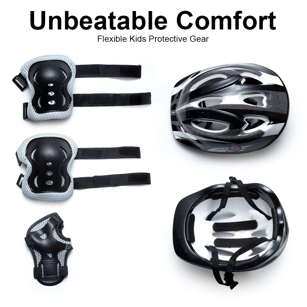 7Pcs/Set Roller Skating Kids Boy Girl Safety Helmet Knee Elbow Pad Sets Children Cycling Skate Bicycle Scooter Helmet Protection