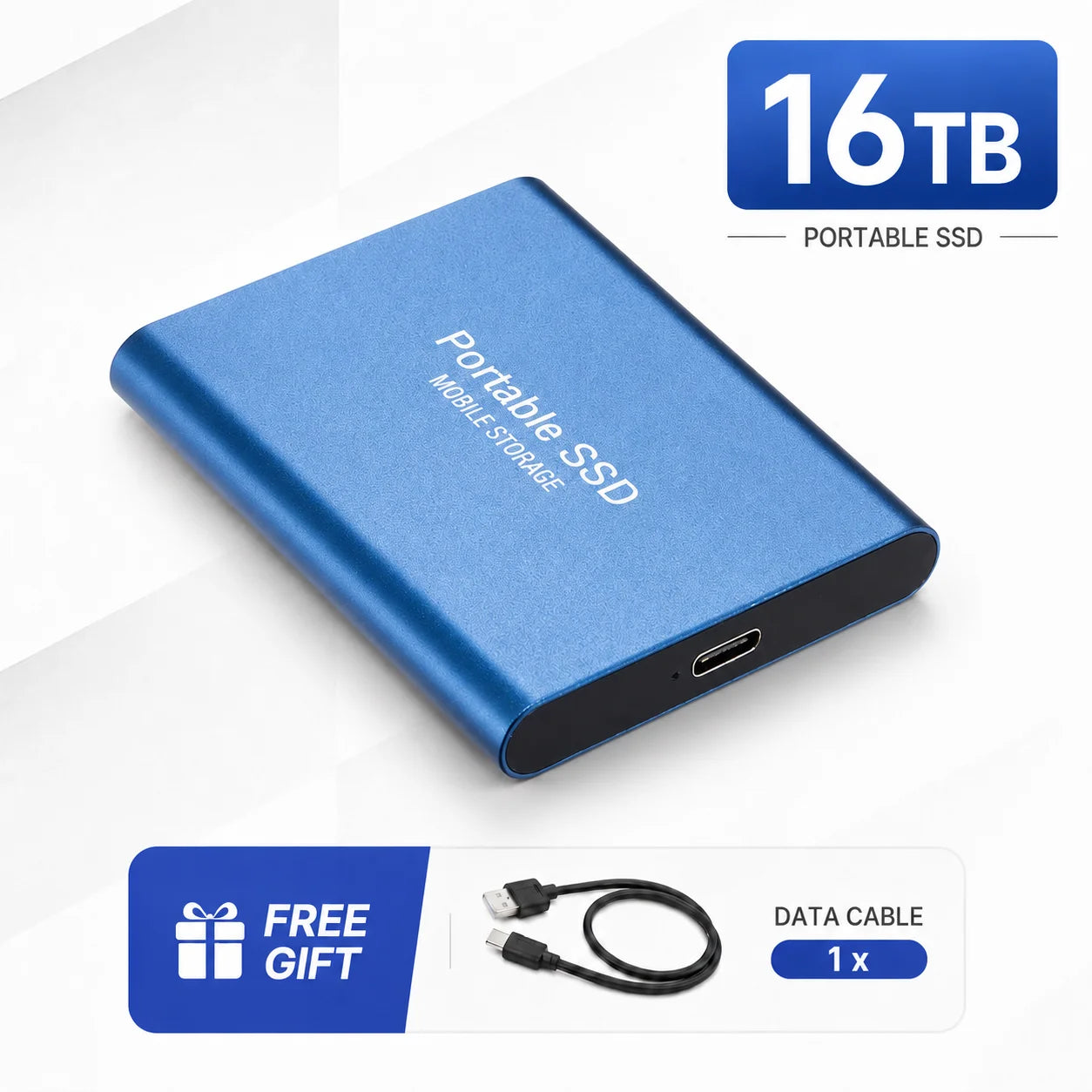 1TB Portable SSD External Hard Drive USB Type-C Mobile Storage Disk for Laptop Mac PC Phone Photo Video Backup