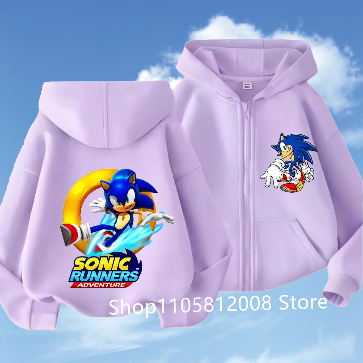 Anime Sonics Kids Thin Hooded Jacket Zipper Sweatshirts