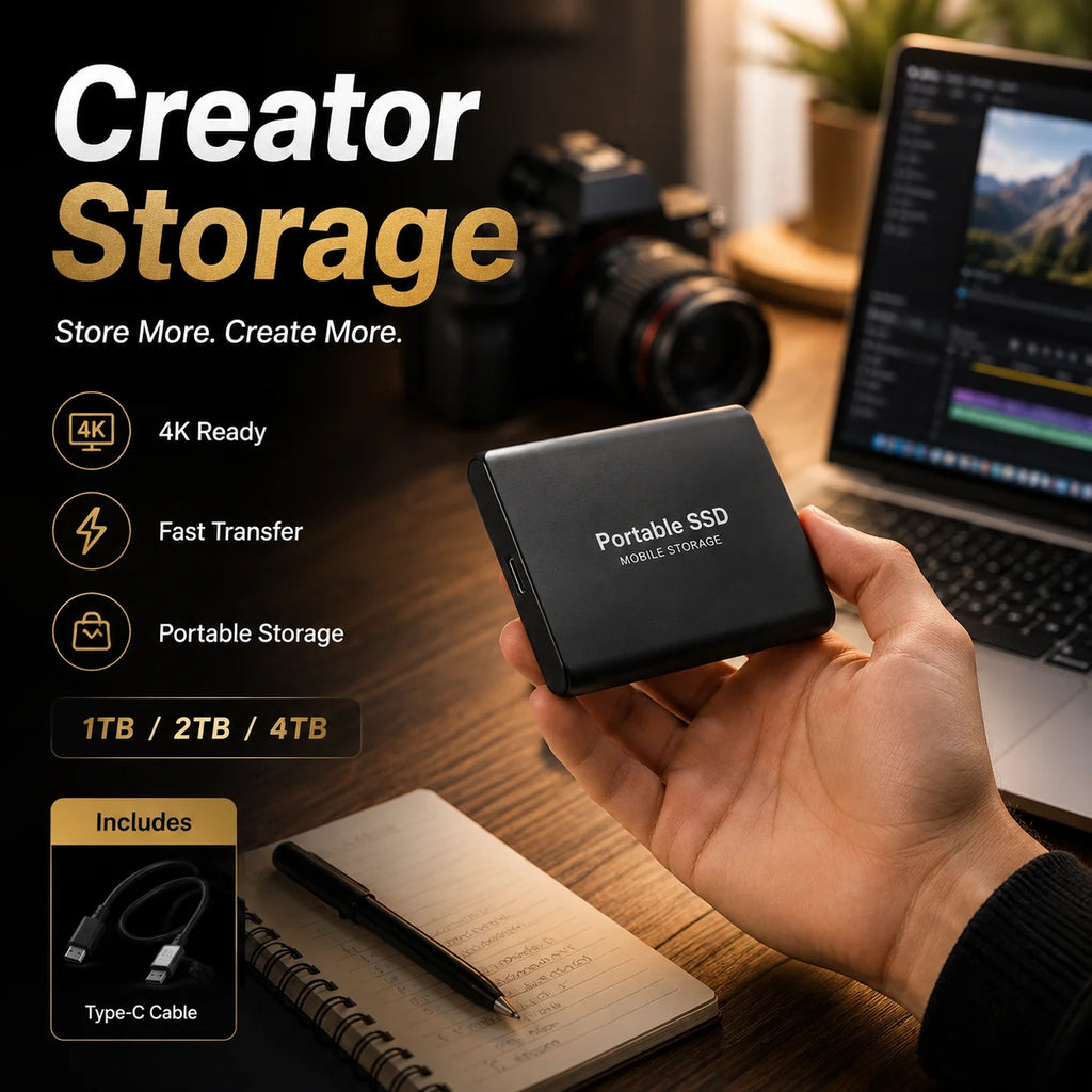 1TB 2TB Shockproof Portable External Hard Drive USB3.2 Type-C SSD