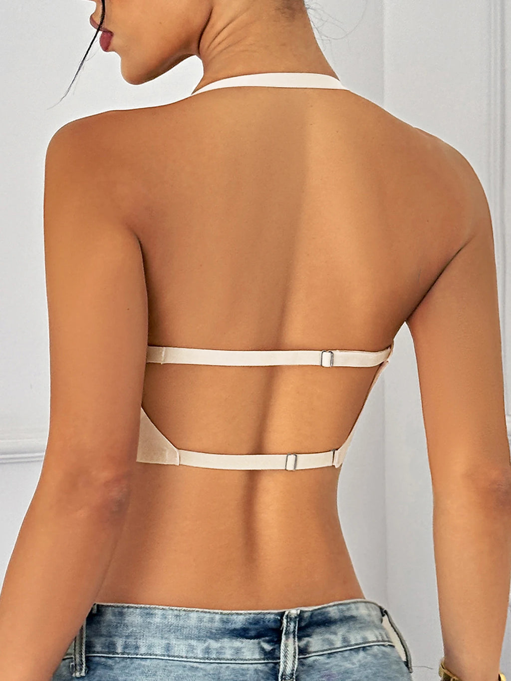 Women Invisible Bra Deep U Plunge Bras Backless Top for Dresses