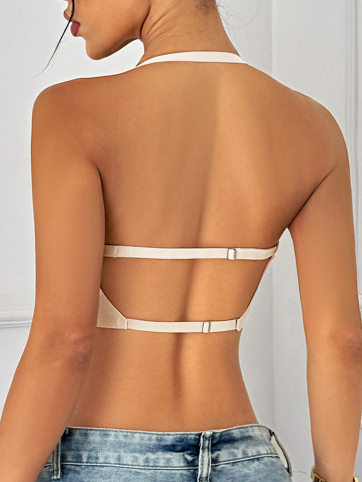Women Invisible Bra Deep U Plunge Bras Backless Top for Dresses