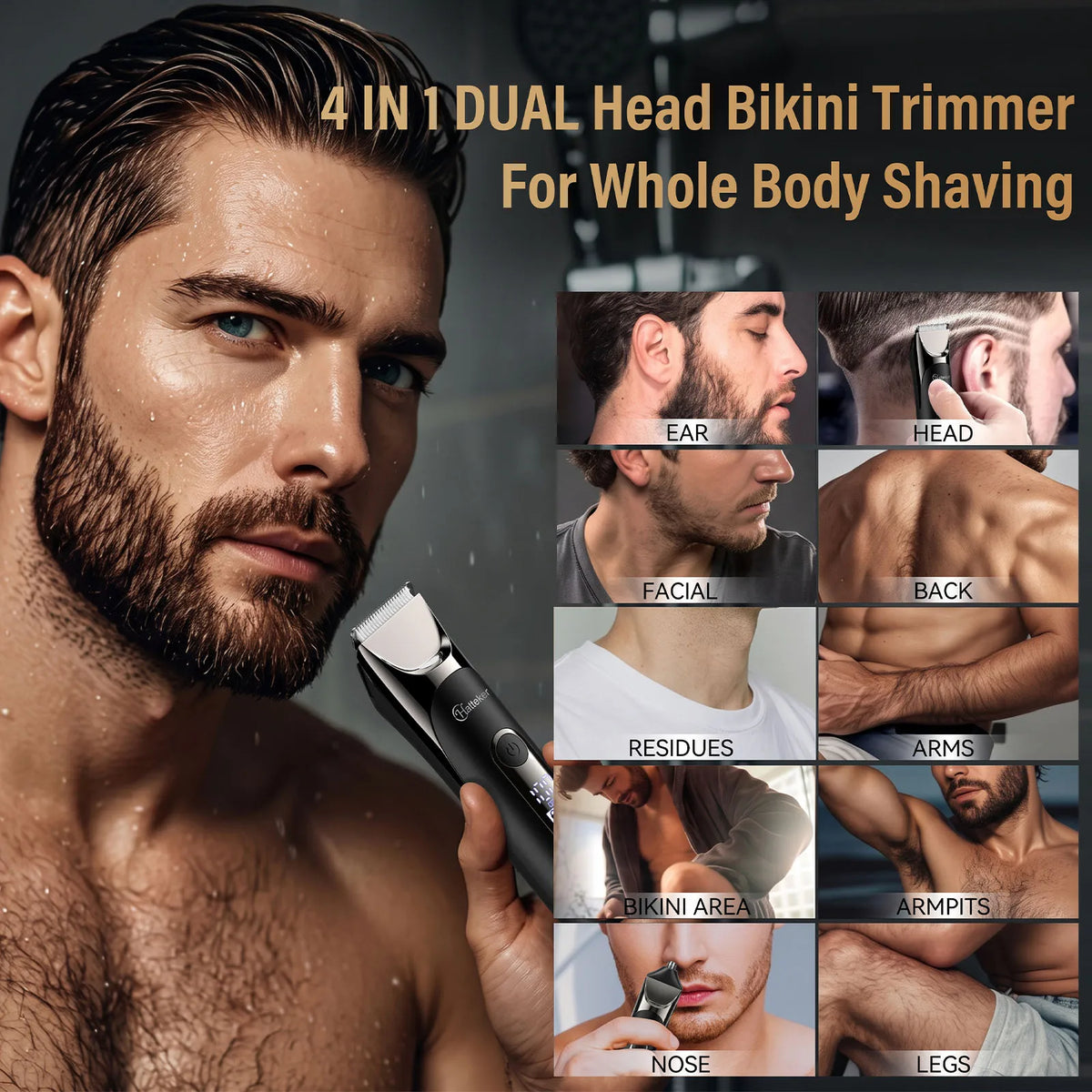 Hatteker 5-in-1 Shaver for Men Grooming Kit Multi-Function Washable