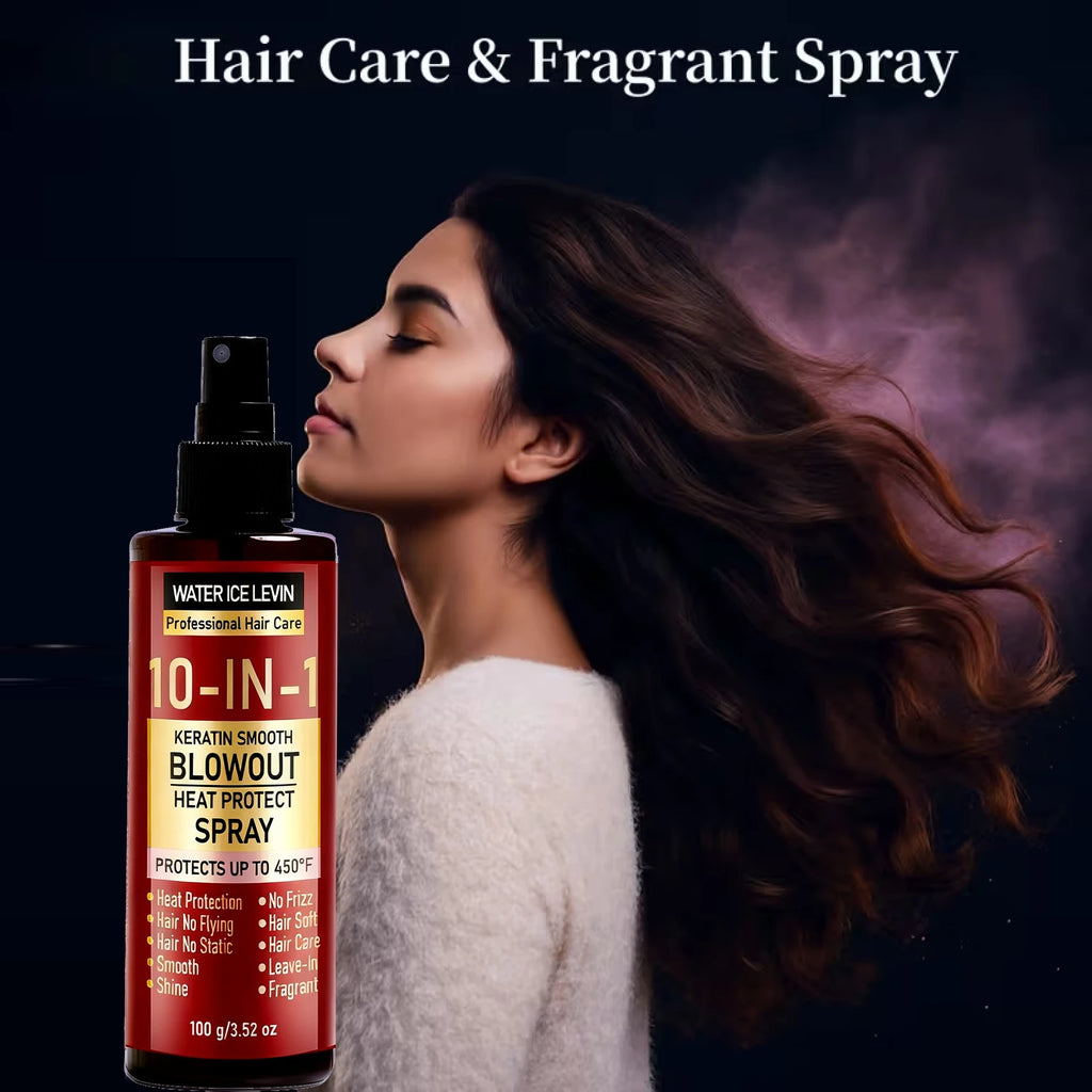 Keratin Heat Protect Spray 100g with Hyaluronic Acid & Collagen - Smoothing Anti Frizz Leave-In Hair Care for Blowout & Styling