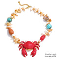 Yhpup Ocean Style Crayfish Crab Pendant Necklace for Women Shell Acrylic Resin Chain Handmade Jewelry
