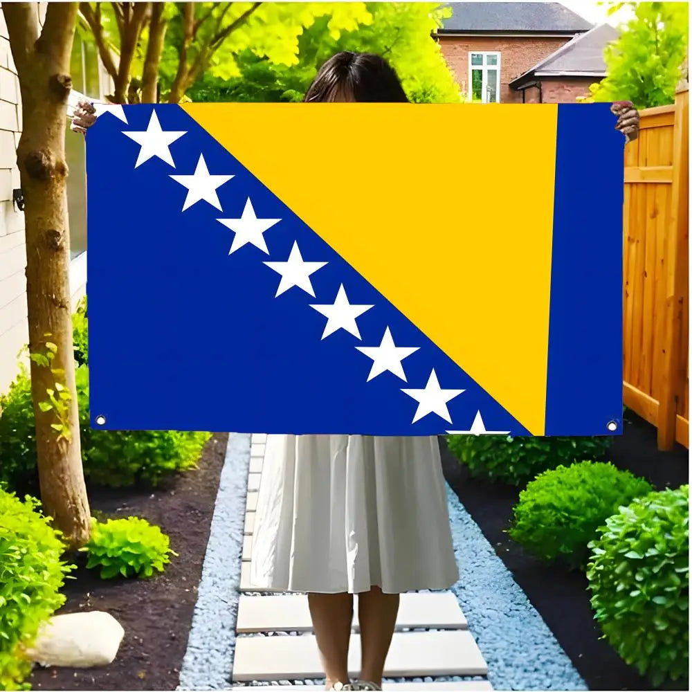 Flag of Bosnia and Herzegovina Flags Edgeless four-ring hanging