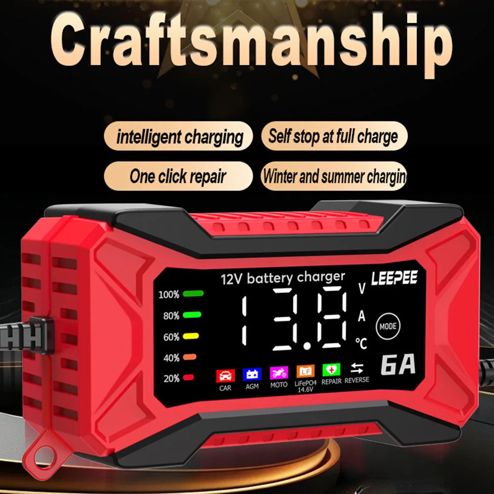 Intelligent Car Battery Charger Smart Battery Charging Fast Power Full Automatic
