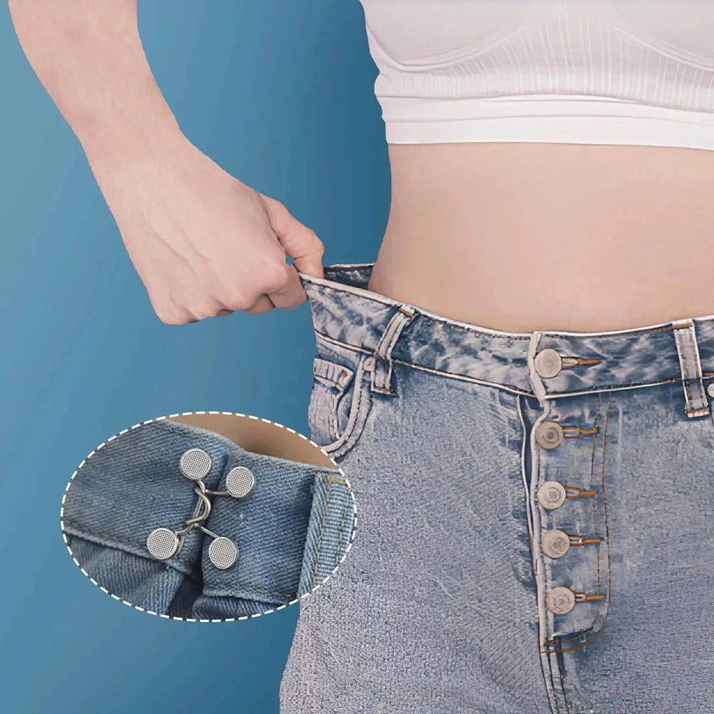 6-Piece Silver Seamless Imitation Denim Waistband Tightener
