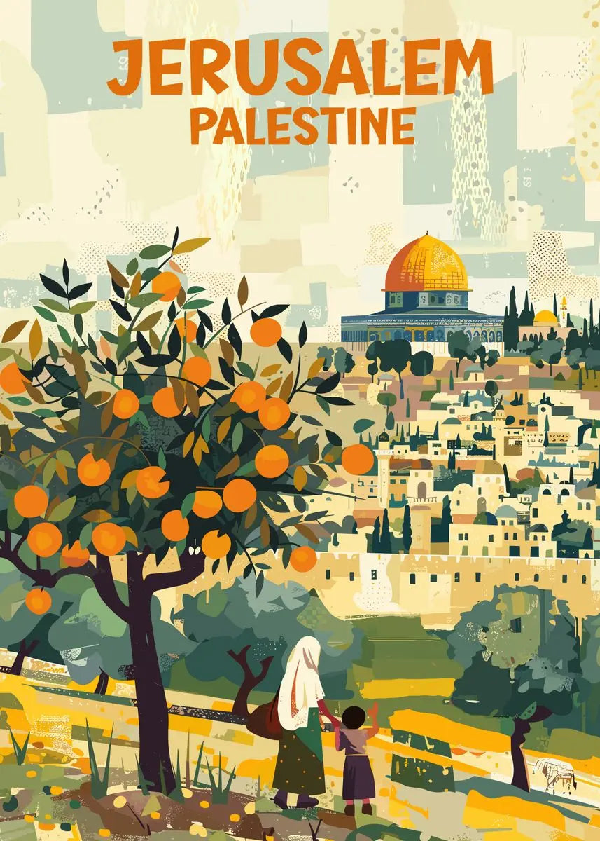 Jerusalem Palestine Travel Poster Religious Shrines Watercolor Prints Canvas Painting Wall Art Pictures Home Living Room Decor
