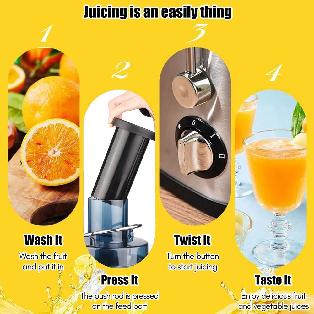 NEW Swiitol Juicer Household Large Caliber Electric Stainless Steel Body 800W High Power Strong Fruit Vegetable Extractor Residu