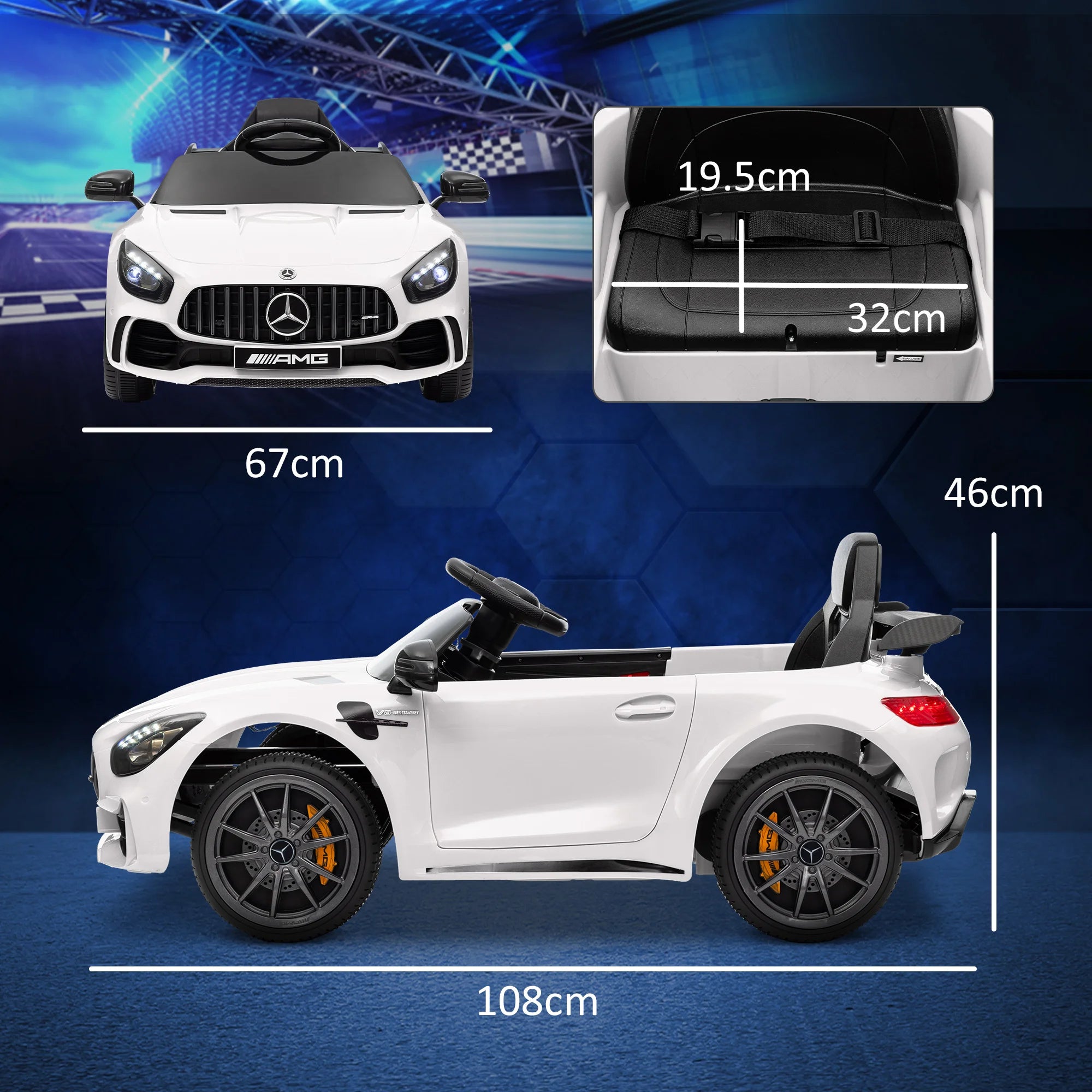 Aiyaplay Electric Car for Children +3 Years Old Mercedes-Benz Amg Gtr with License White