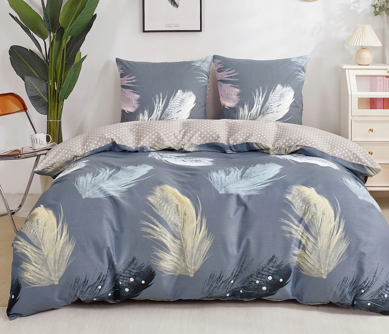 3pcs Cotton Feather Bedding Set 160x200 cm for Double bed