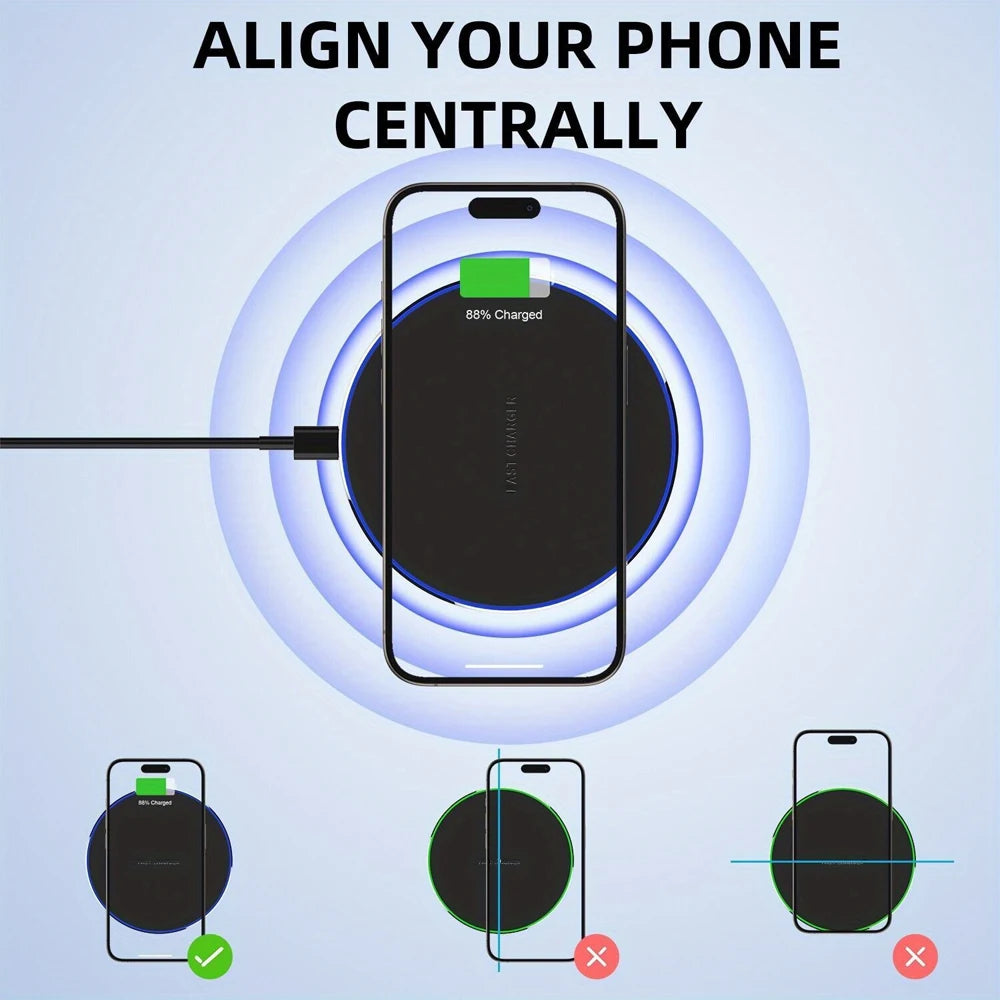 30W Wireless Charger for IPhone17 16 15 14 13 12 X XR XS Max 8 for Samsung S24 S23 S22 S10 S20 Note10 20 Xiaomi Huawei Phone