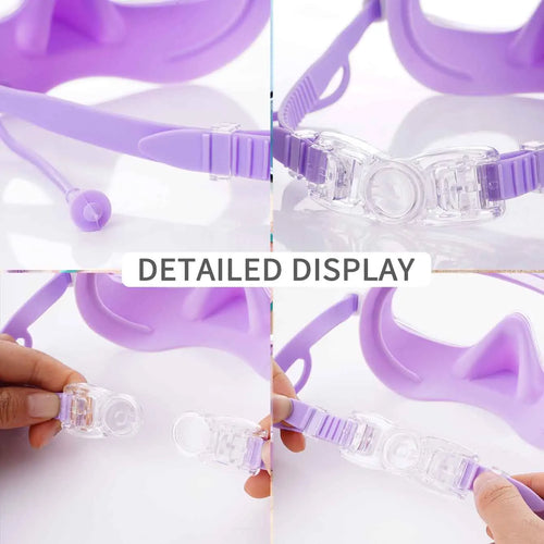 1PC Swim Goggles with Nose Cover, Wide View Anti-Fog UV Protection Swimming Mask