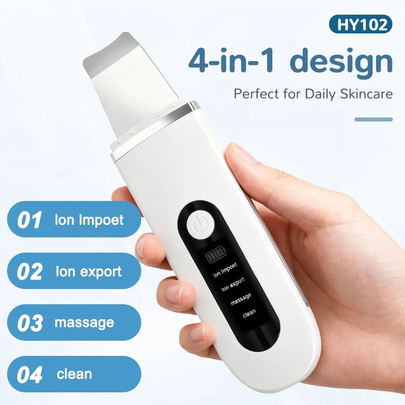 Lady Care Ultrasonic Skin Scrubber 4 in 1 Ion Import Export Facial Cleansing Spatula