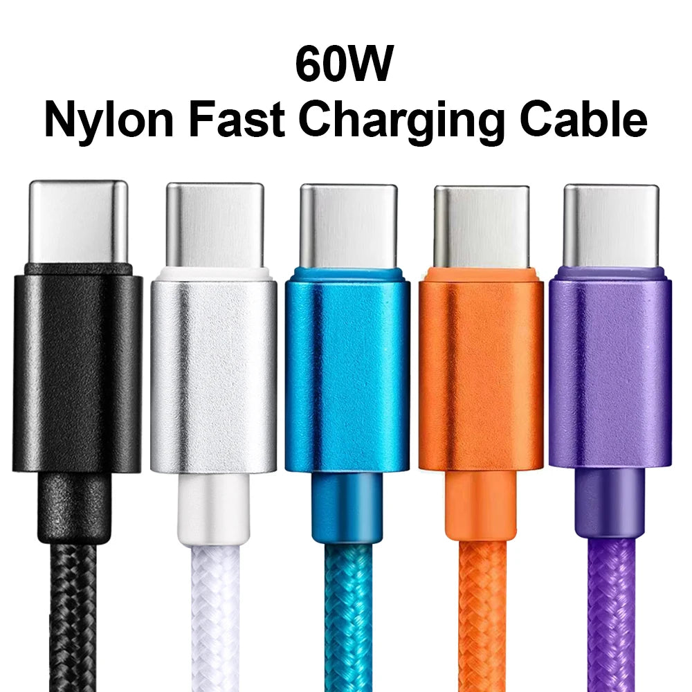 Nylon Braided 60W Type C Wire For iphone 15 16 17 pro max